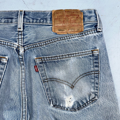 Levis 501 Vintage 90s Mexico Straight Leg Jeans Blue Light Wash 33x36 Act 31x31