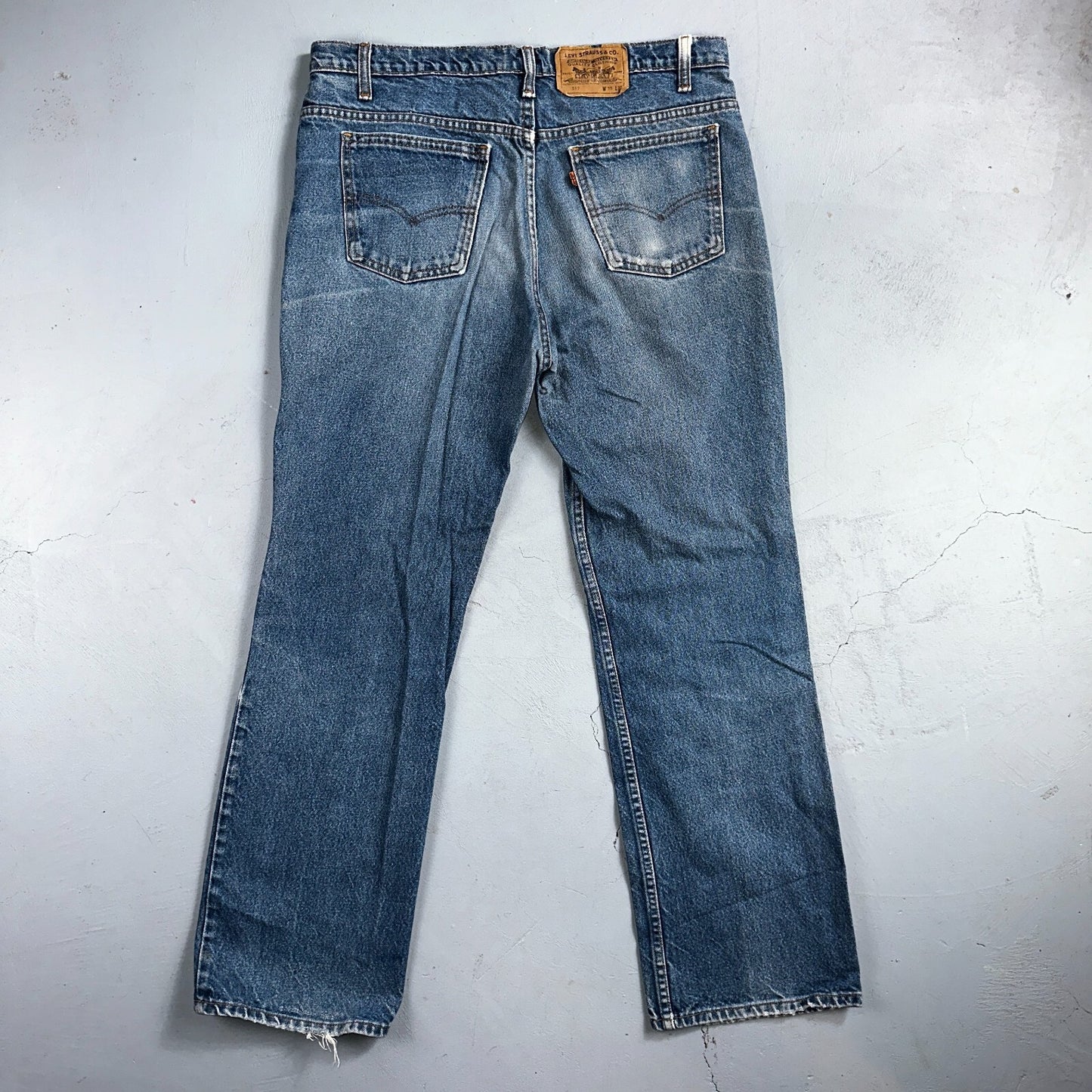 Levis 517 Vintage 90s Canada Orange Tab Bootcut Flare Blue Worn Jeans Act 38x30