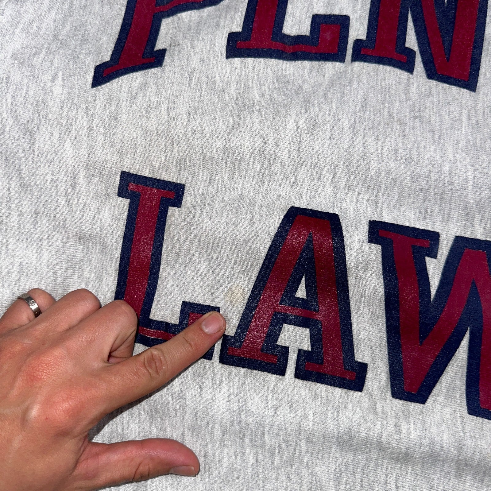 VTG 90s Champion Reverse Weave Crewneck Sweatshirt Gray USA Penn Law State