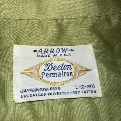 1960s Arrow Green Short Sleeve Button Down Shirt Rockabilly Sanforized Dacron