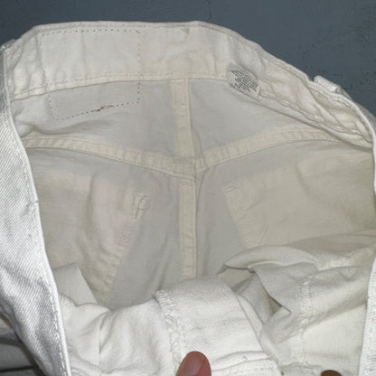 Vintage 90s Levis 950 White Denim Orange Tab Relaxed Shorts 7 High Waist