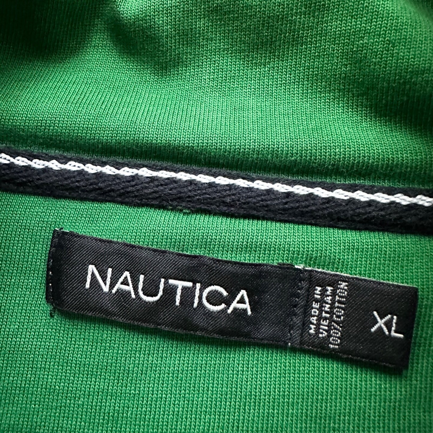 Nautica Classic White Striped Pullover Quarter Zip Sweater Shirt Size XL