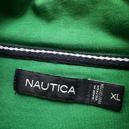 Nautica Classic White Striped Pullover Quarter Zip Sweater Shirt Size XL