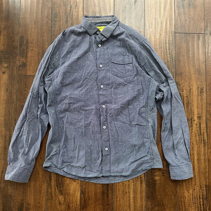 Descendant Of Thieves Shirt Mens Large Button Up Black White Stripe Casual Adult