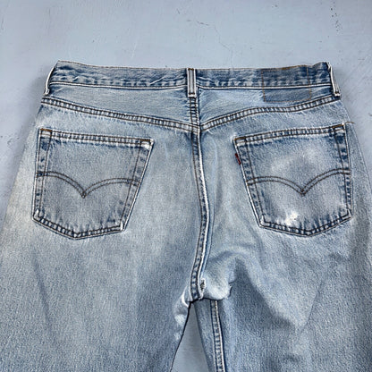 Levis 501 Vintage 90s USA XX Straight Leg Jeans Blue Light Wash 34x34 Act 32x33