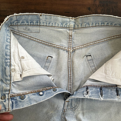 Levis Vintage 80s Redline Selvedge USA 501 Light Wash Blue Jeans 70s Act 29x33