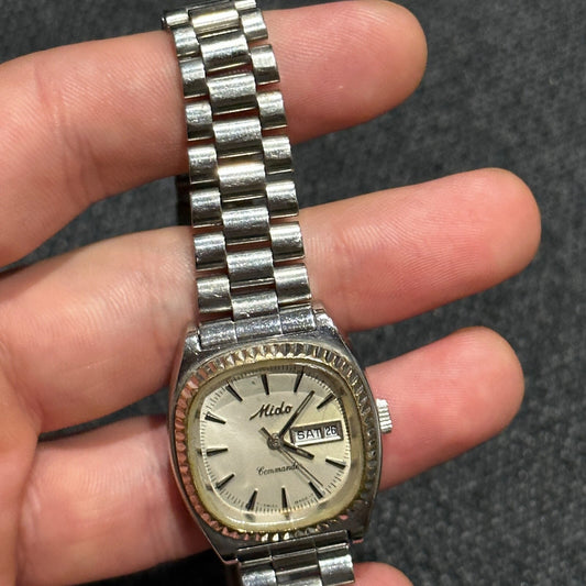 Mido Commander Automatic Silver Dial Stainless Steel Lady's Watch SWISS VINTAGE