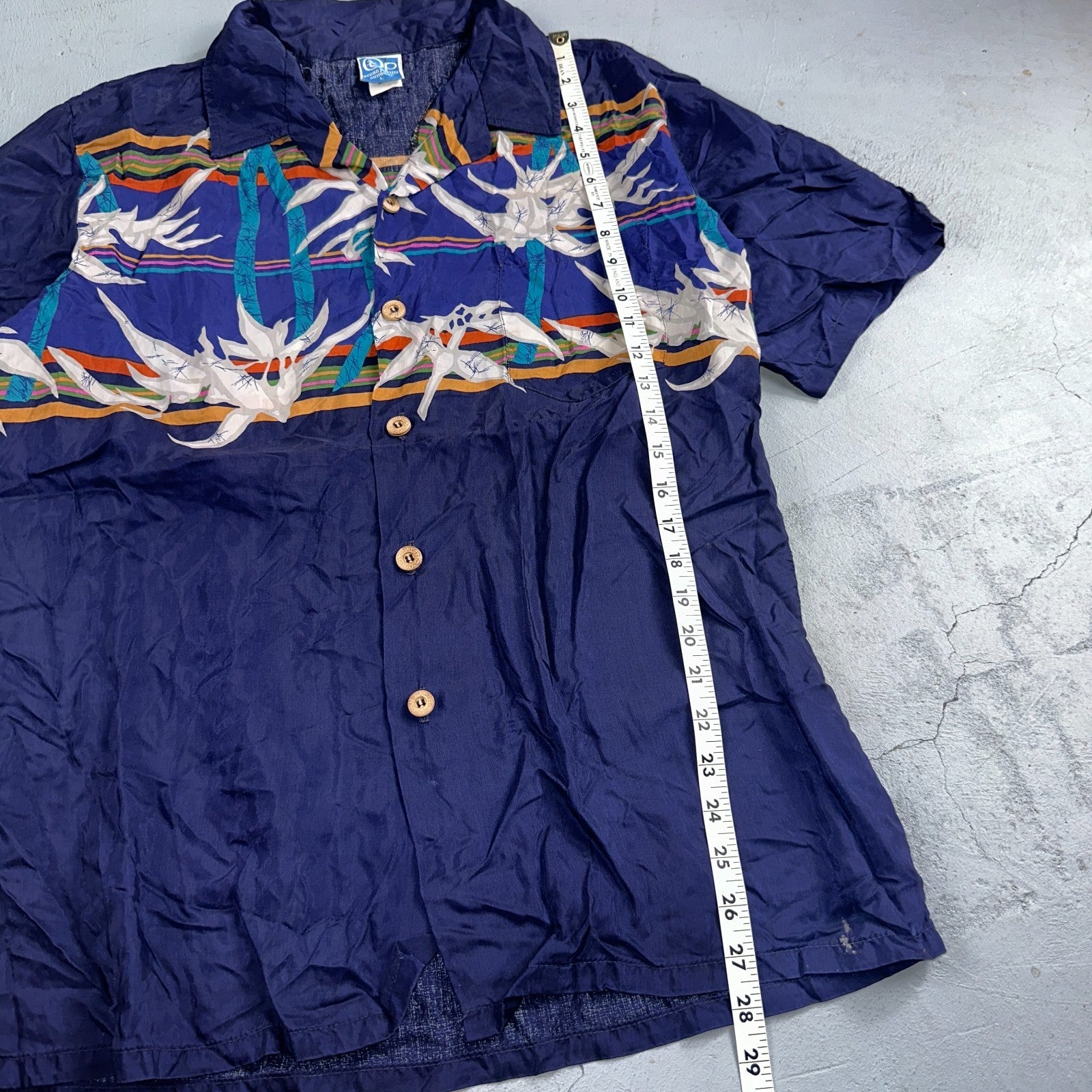 OP Ocean Pacific Sunwear Men's M Aloha Shirt Button-Up Floral Blue 70s 1970s