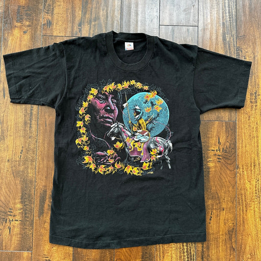 Native American Indian Horse Tribal Single Stitch Vintage T Shirt Moon Black Rap