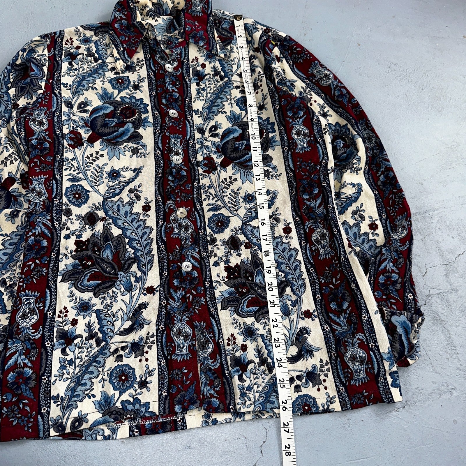 VTG 70s Disco Shirt Men’s Size Small Original 1970s Paisley Floral Rockabilly