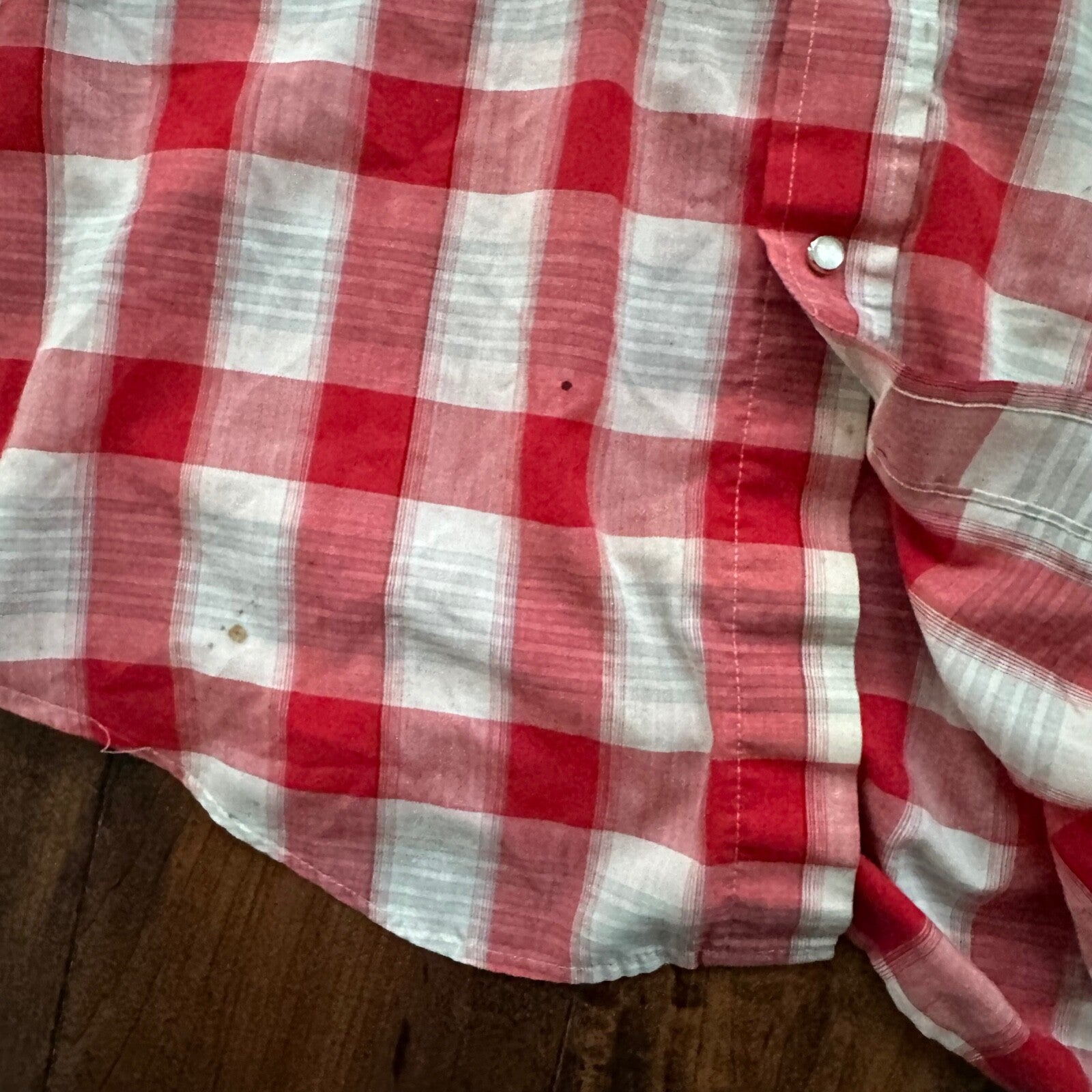 Gold Collection Karman Men's Western Shirt Pearl Snap Red USA Plaid Checker 80s