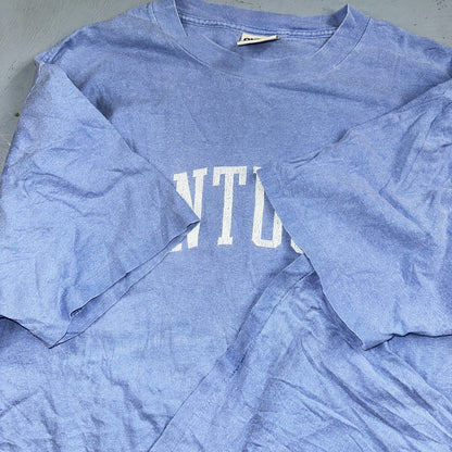 Oneita Nantucket VTG T Shirt USA Boston Simple Script Graphic Logo Light Blue