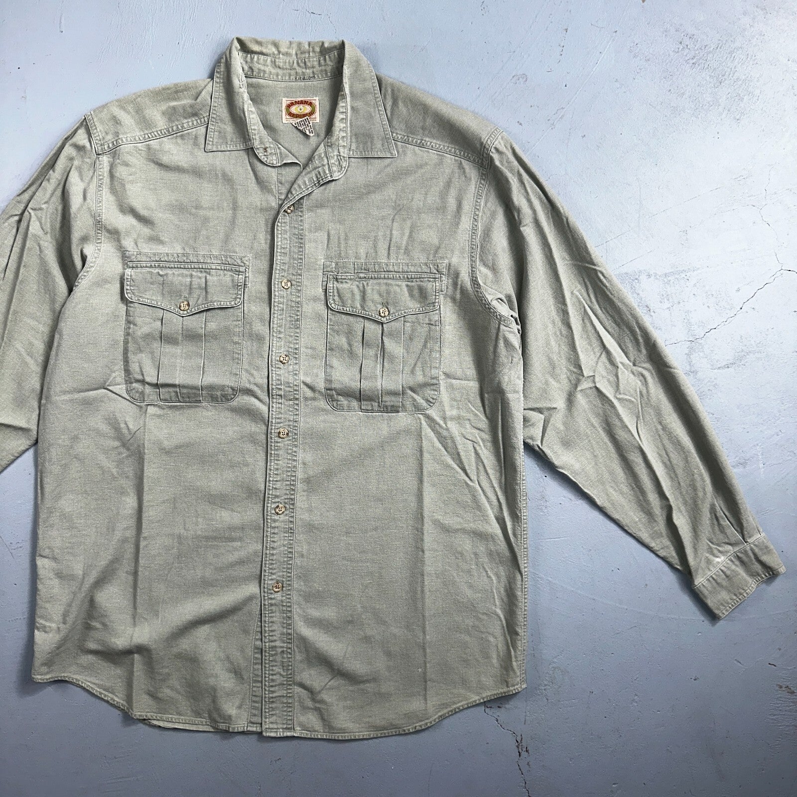 BANANA REPUBLIC 90s Vintage Safari Khaki Long Sleeve Shirt Men's L Outdoor