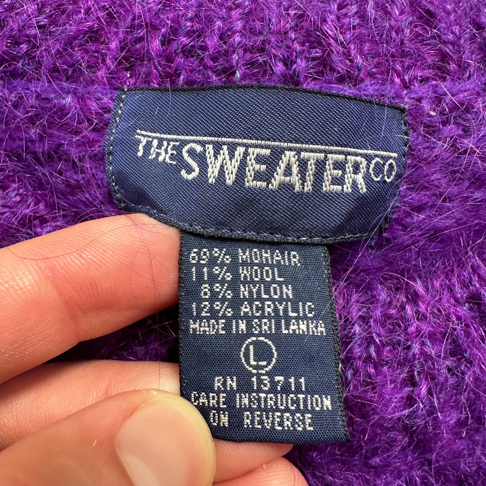 Vintage Purple 80s Sweater Mens L Mohair Vest Geometric Hippie Boho Wool