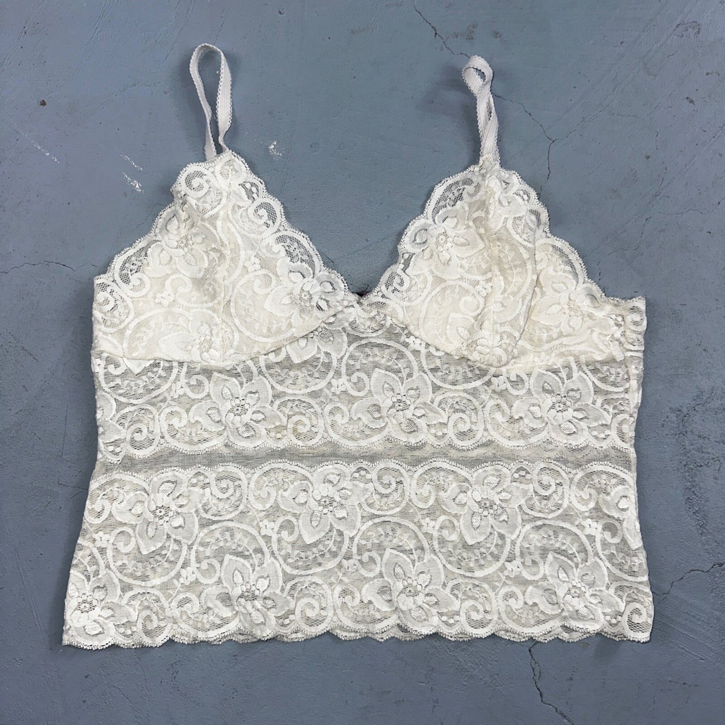 VTG 1970s AA Lingerie Slip Dress Sleepwear Full Sweep Nightgown Lace Hearts