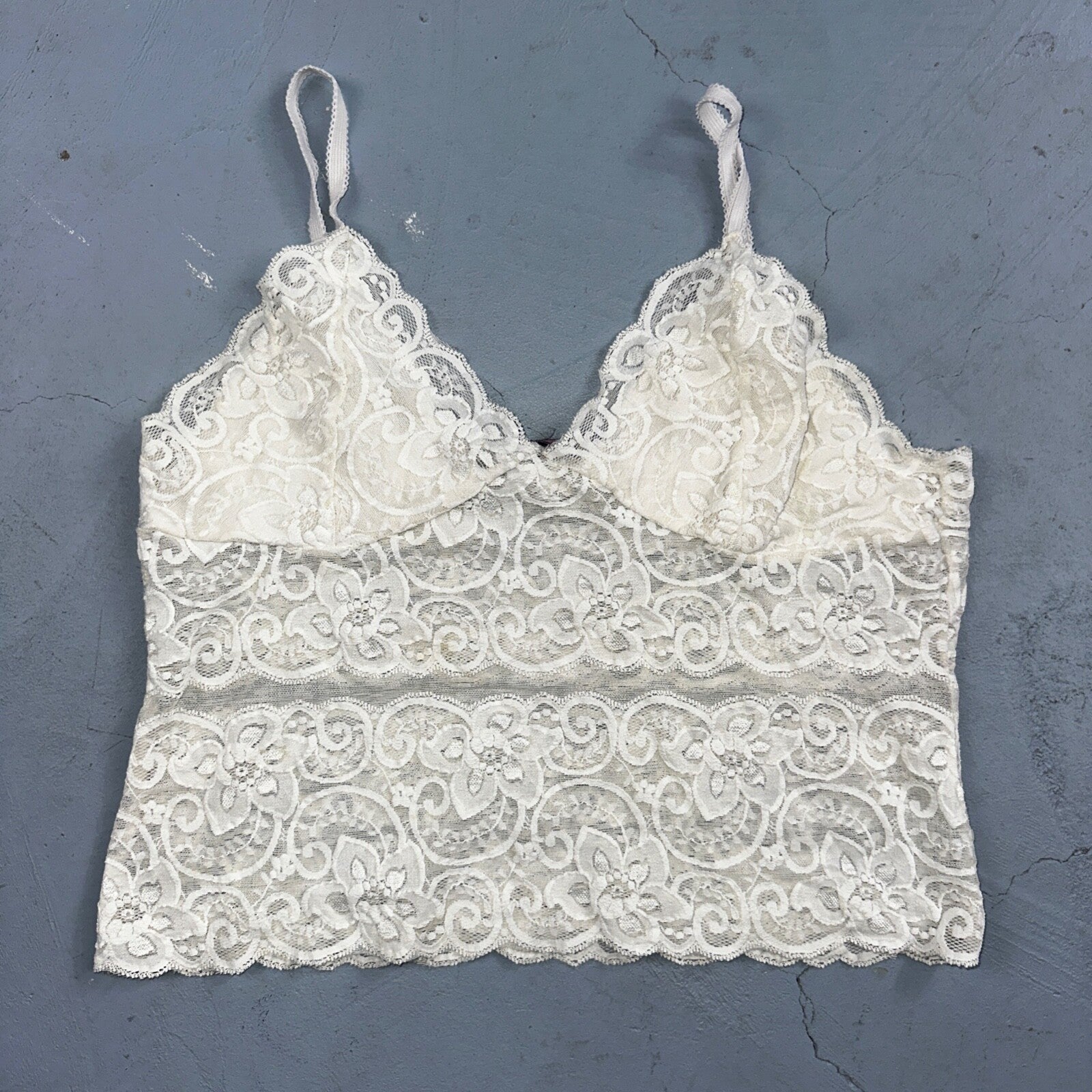 VTG 1970s AA Lingerie Slip Dress Sleepwear Full Sweep Nightgown Lace Hearts