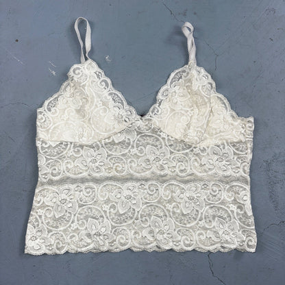 VTG 1970s AA Lingerie Slip Dress Sleepwear Full Sweep Nightgown Lace Hearts