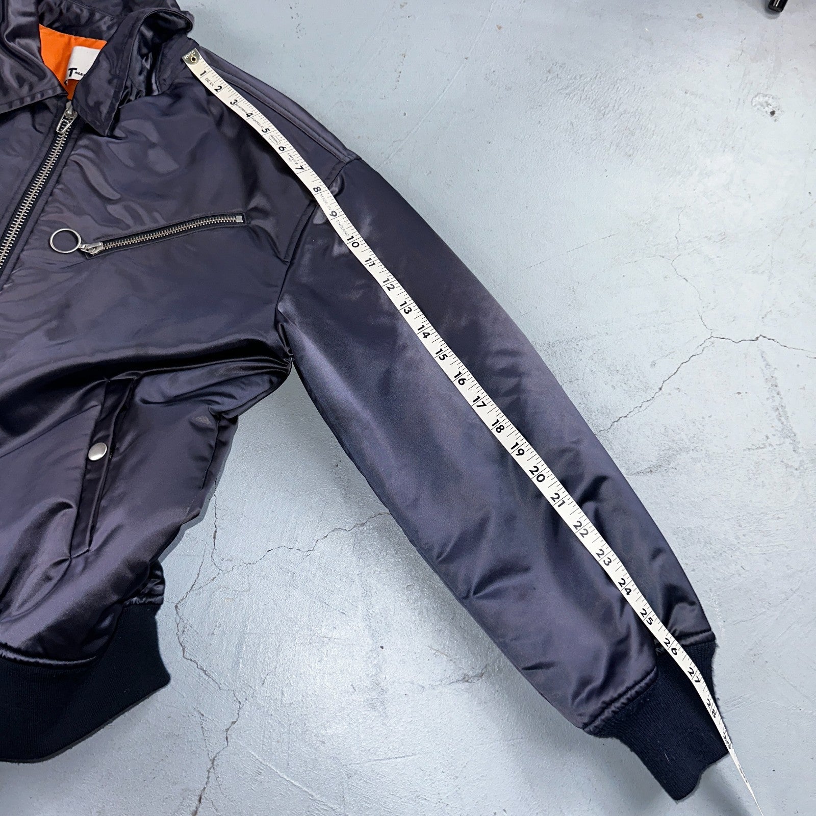 T Alexander Wang Navy Blue Satin Women Bomber Jacket Crop Size 6 Designer Silky