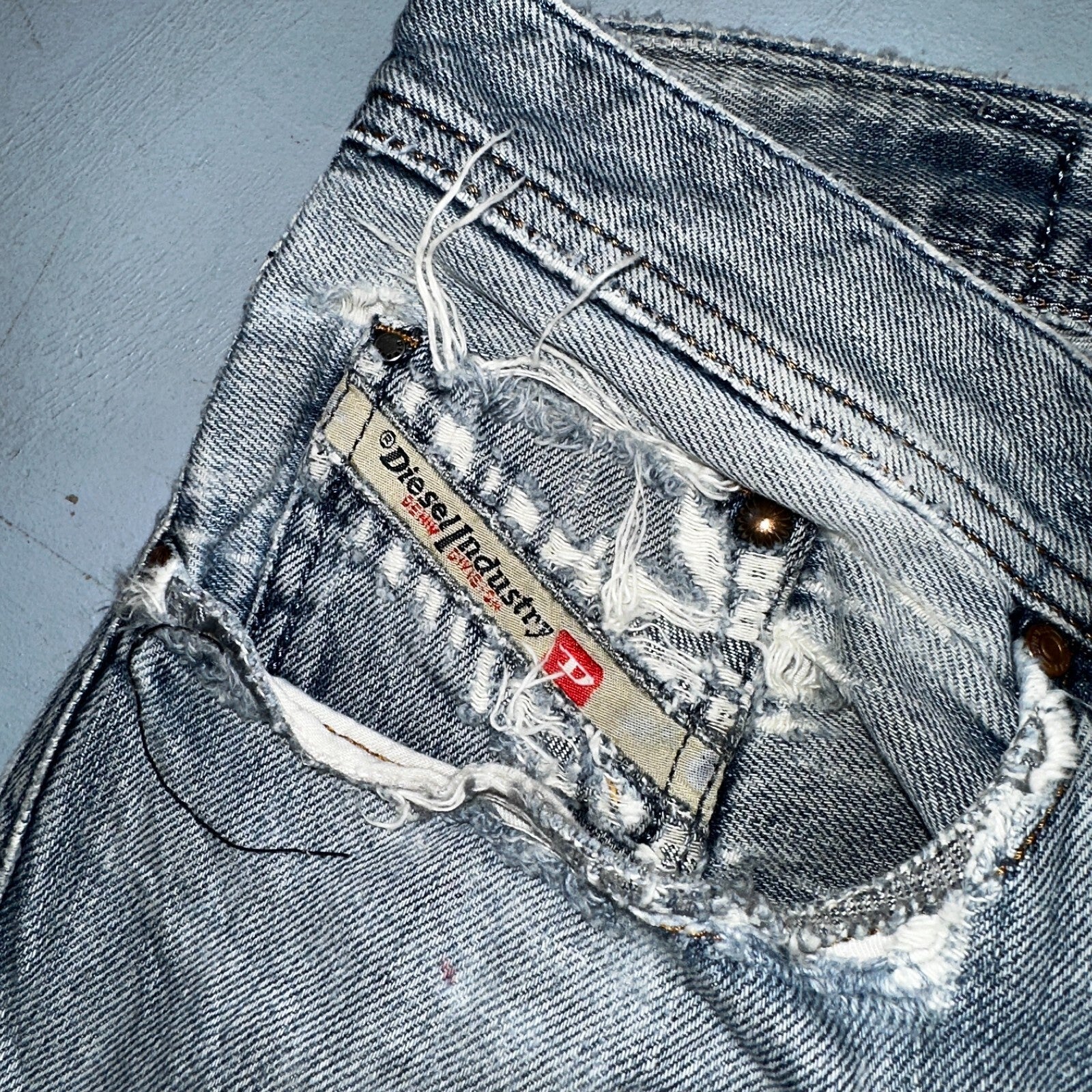 Diesel Larkee Bootcut Stretch Jeans Mens 36x30 Blue Straight 008M2 Whisker Italy