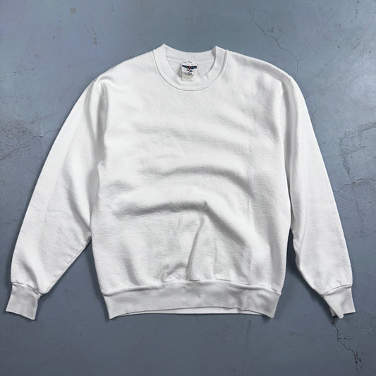 Jerzees VTG 90s Blank White Crewneck Jumper Sweatshirt USA Lot 1 Clean No Print