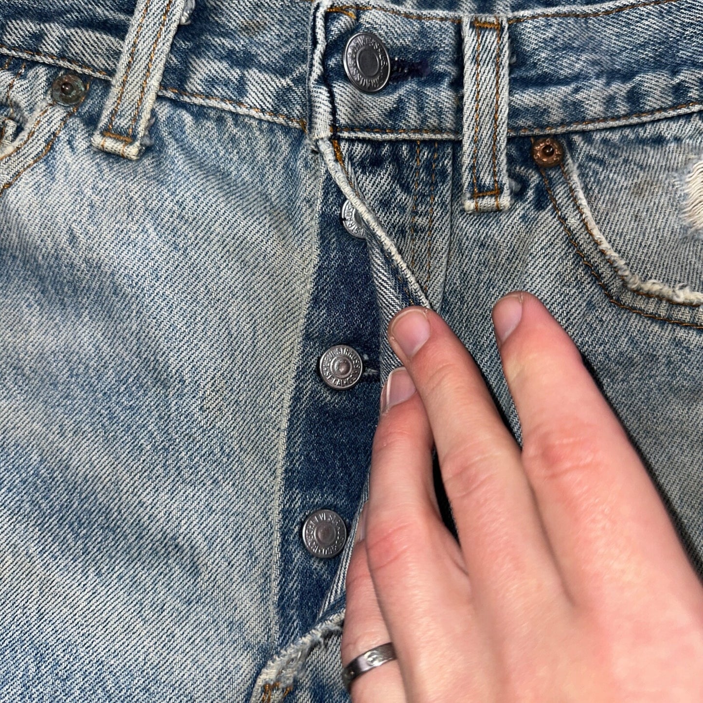 Levis 501 Vintage 90s USA XX Straight Leg Jeans Blue Light Wash 29x32 Act 28x31