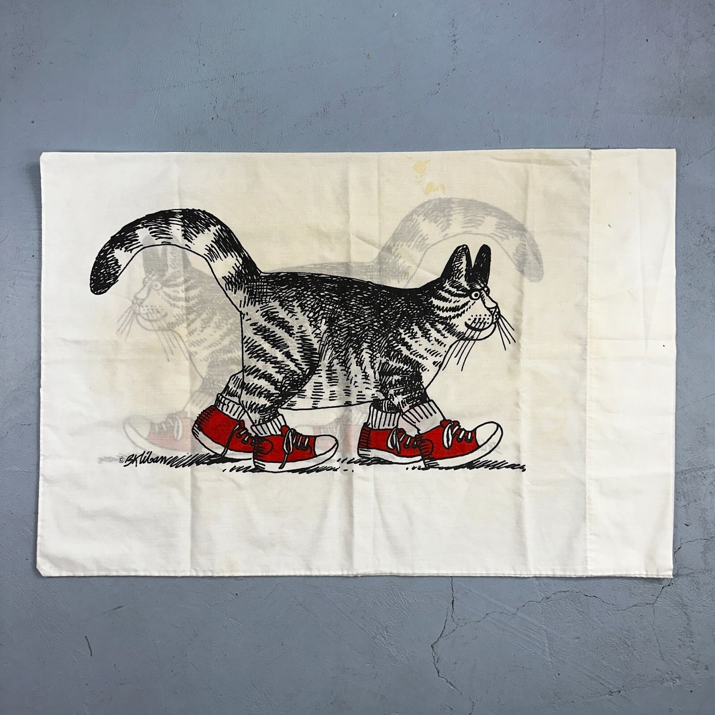 Vintage Burlington B KLIBAN CAT with red Sneakers Standard Pillowcase USA