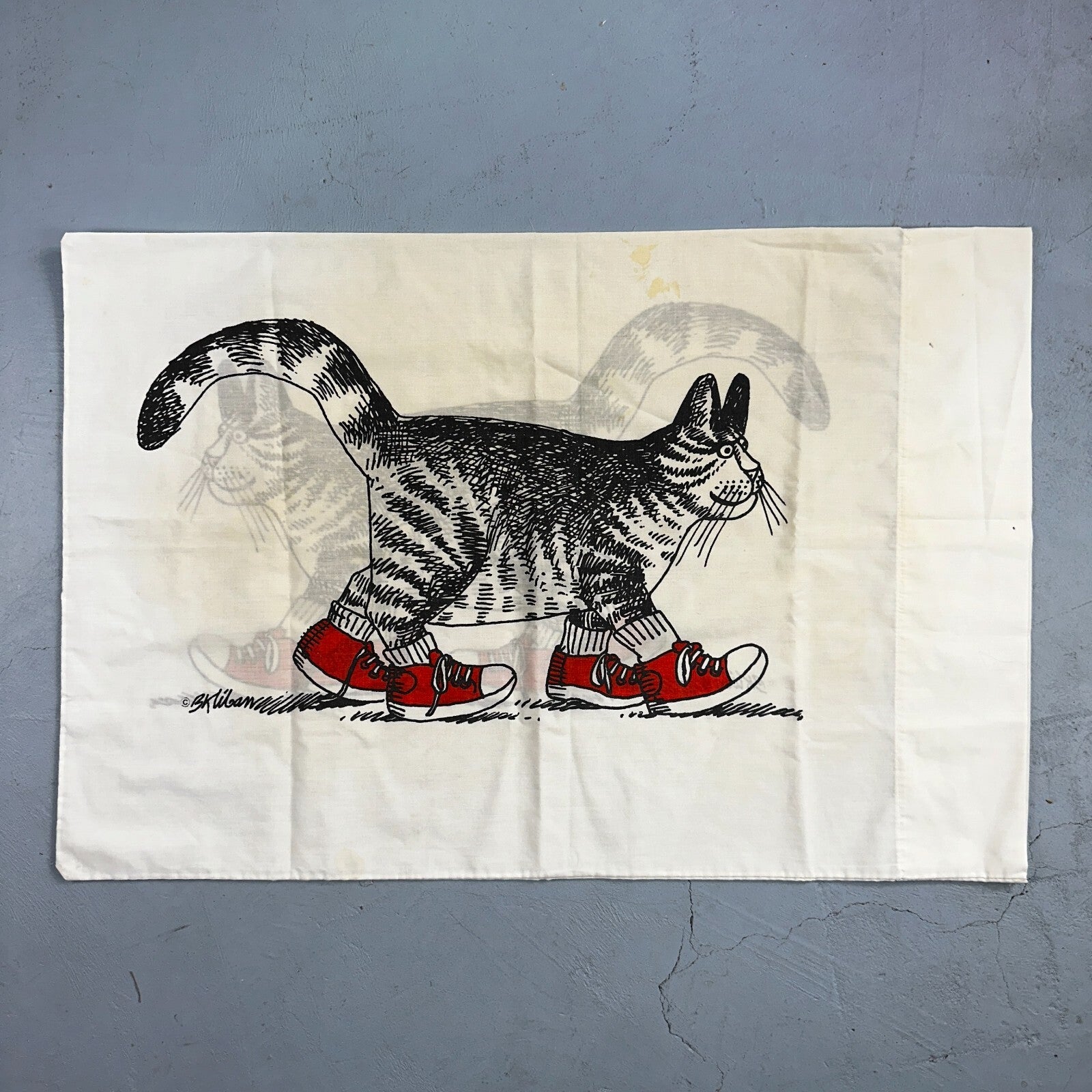 Vintage Burlington B KLIBAN CAT with red Sneakers Standard Pillowcase USA