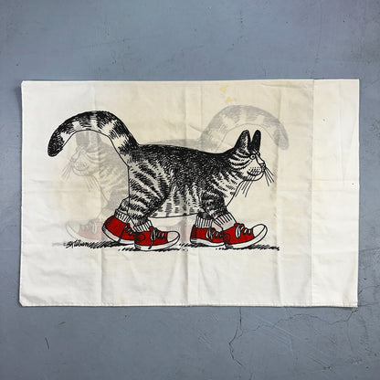 Vintage Burlington B KLIBAN CAT with red Sneakers Standard Pillowcase USA