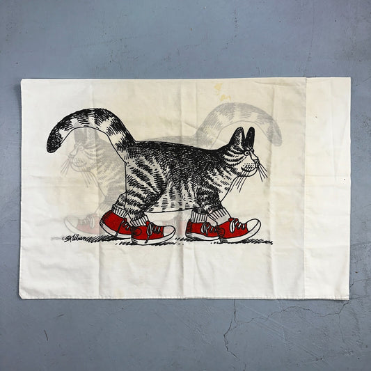 Vintage Burlington B KLIBAN CAT with red Sneakers Standard Pillowcase USA