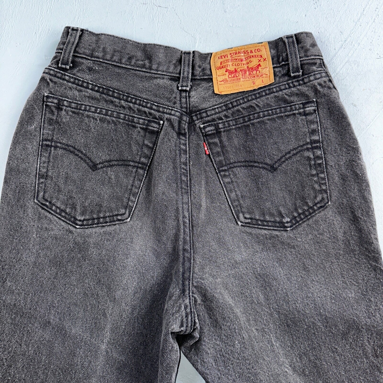 Levis 501 Vintage 90s USA XX Straight Leg Jeans Black Wash 11 Act Altered 27x26