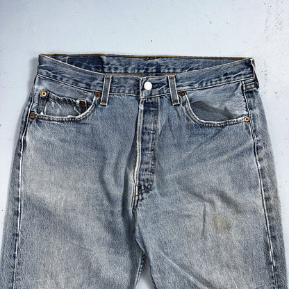 Levis 501 Vintage 90s USA XX Straight Leg Jeans 34x34 Light Wash Act 31x32