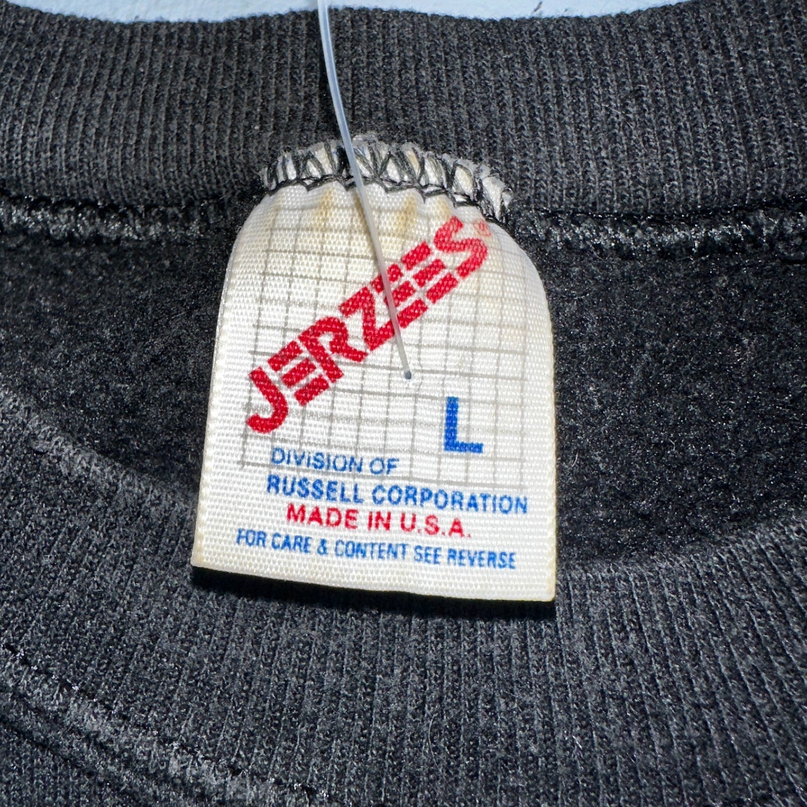 JERZEES Blank Black VTG Crew Neck Sweatshirt Black 90s No Graphic Basic L USA