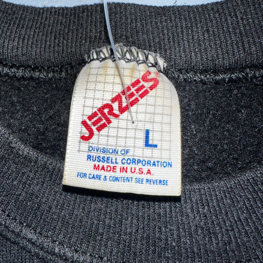 JERZEES Blank Black VTG Crew Neck Sweatshirt Black 90s No Graphic Basic L USA