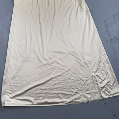 Vintage 1970s Shadow Lingerie Slip Dress Sleepwear Full Sweep Nightgown Lace 70s