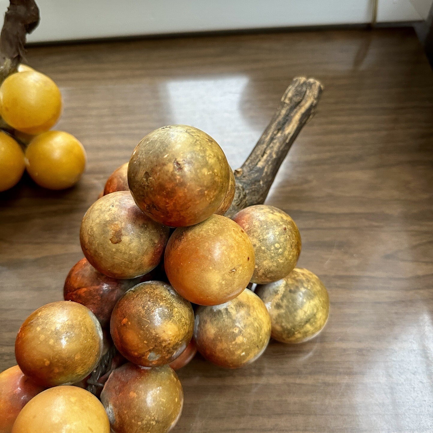 VTG Gold Lucite Acrylic Grapes Mid Century MCM Retro 1960s Cluster Yellow Set 2