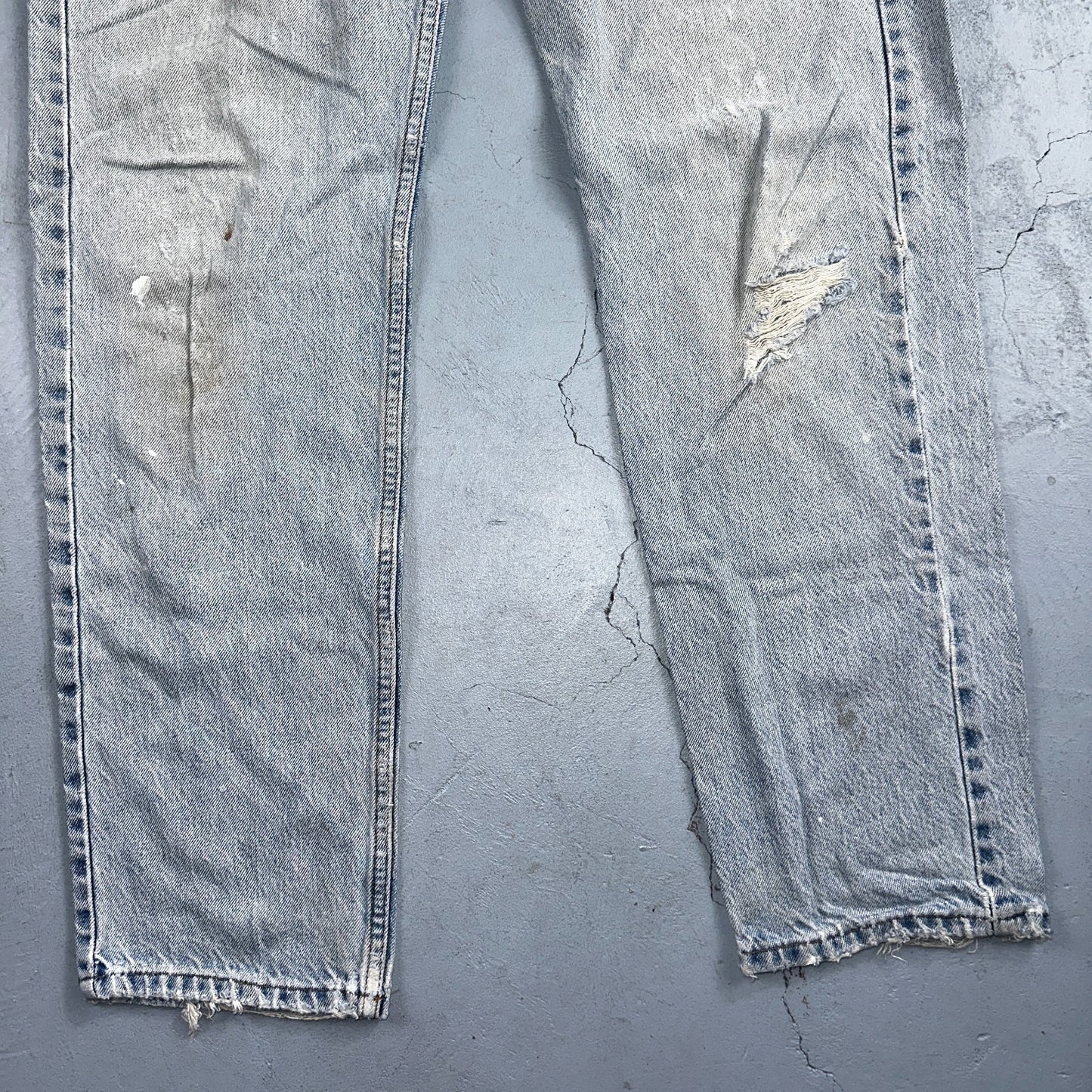 Levis 505 Vintage 90s Orange Tab Jeans 36x32 Thrashed Light Wash 501 Act 33x31