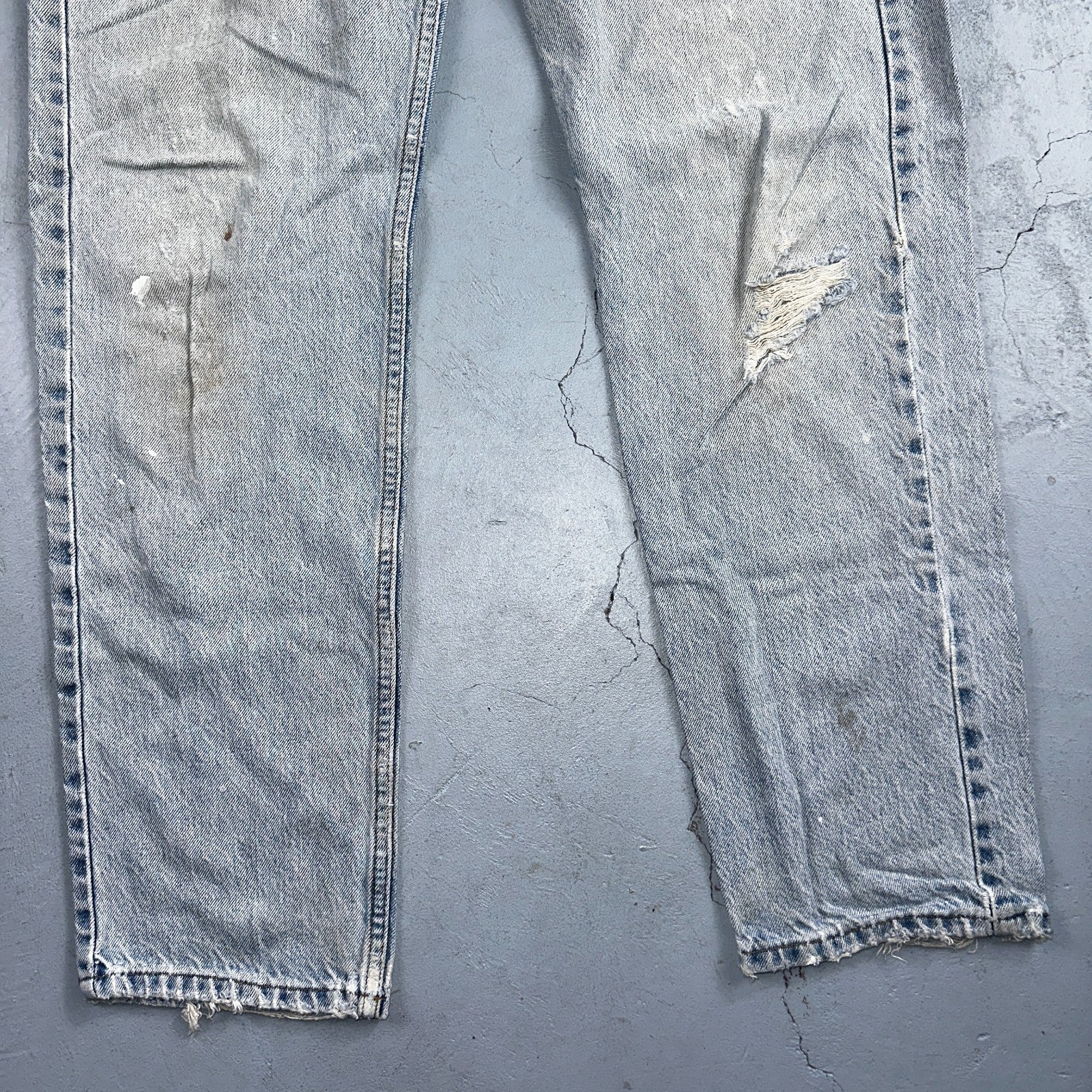 Levis 505 Vintage 90s Orange Tab Jeans 36x32 Thrashed Light Wash 501 Act 33x31