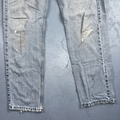 Levis 505 Vintage 90s Orange Tab Jeans 36x32 Thrashed Light Wash 501 Act 33x31