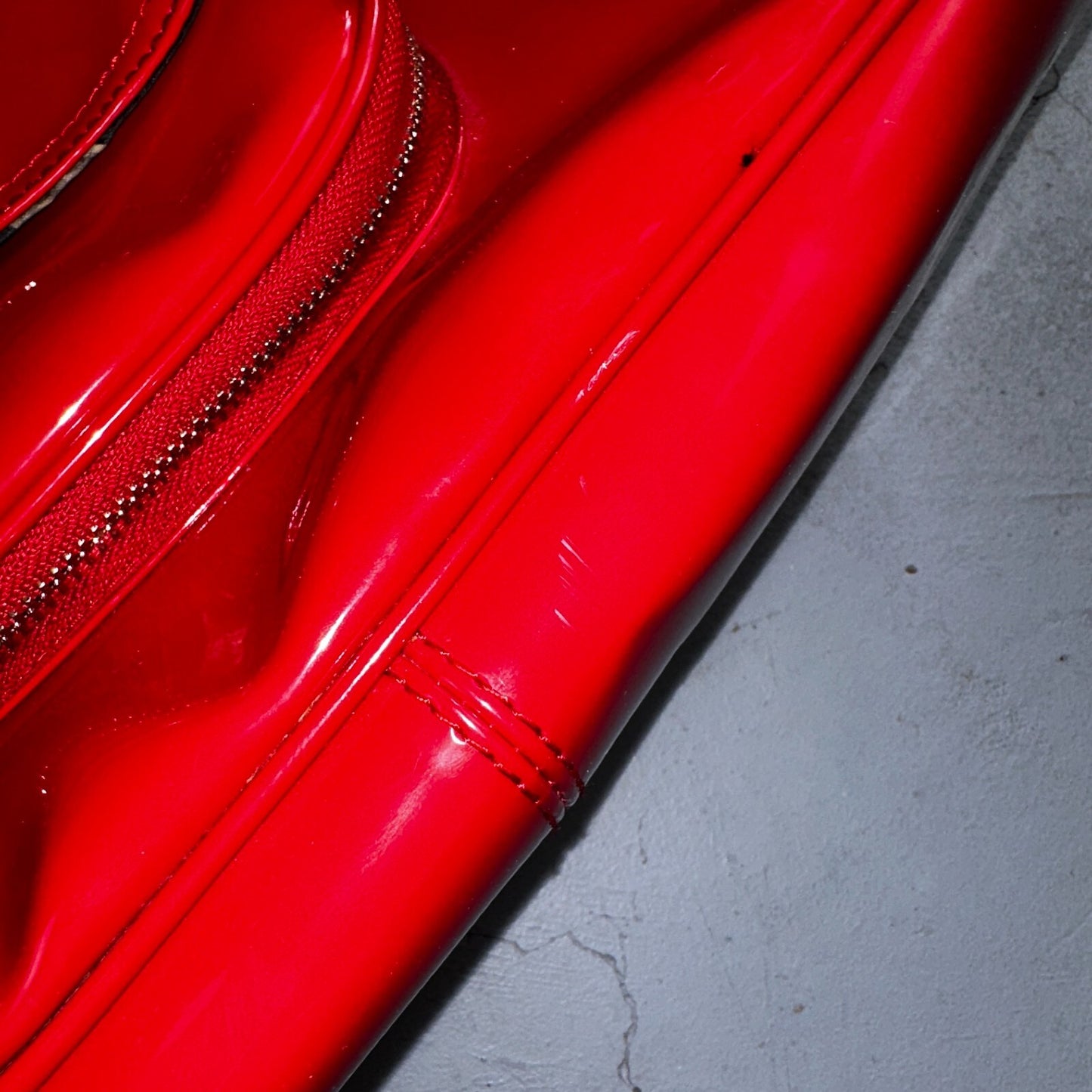 Ted Baker Red Patent Leather Quilted Large Stitch Tote Bag Purse Statement Y2K