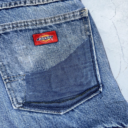 Dickies Double Knee Faded Blue Jeans 40x30  Work Wear Skate Baggy Y2K Wide Leg