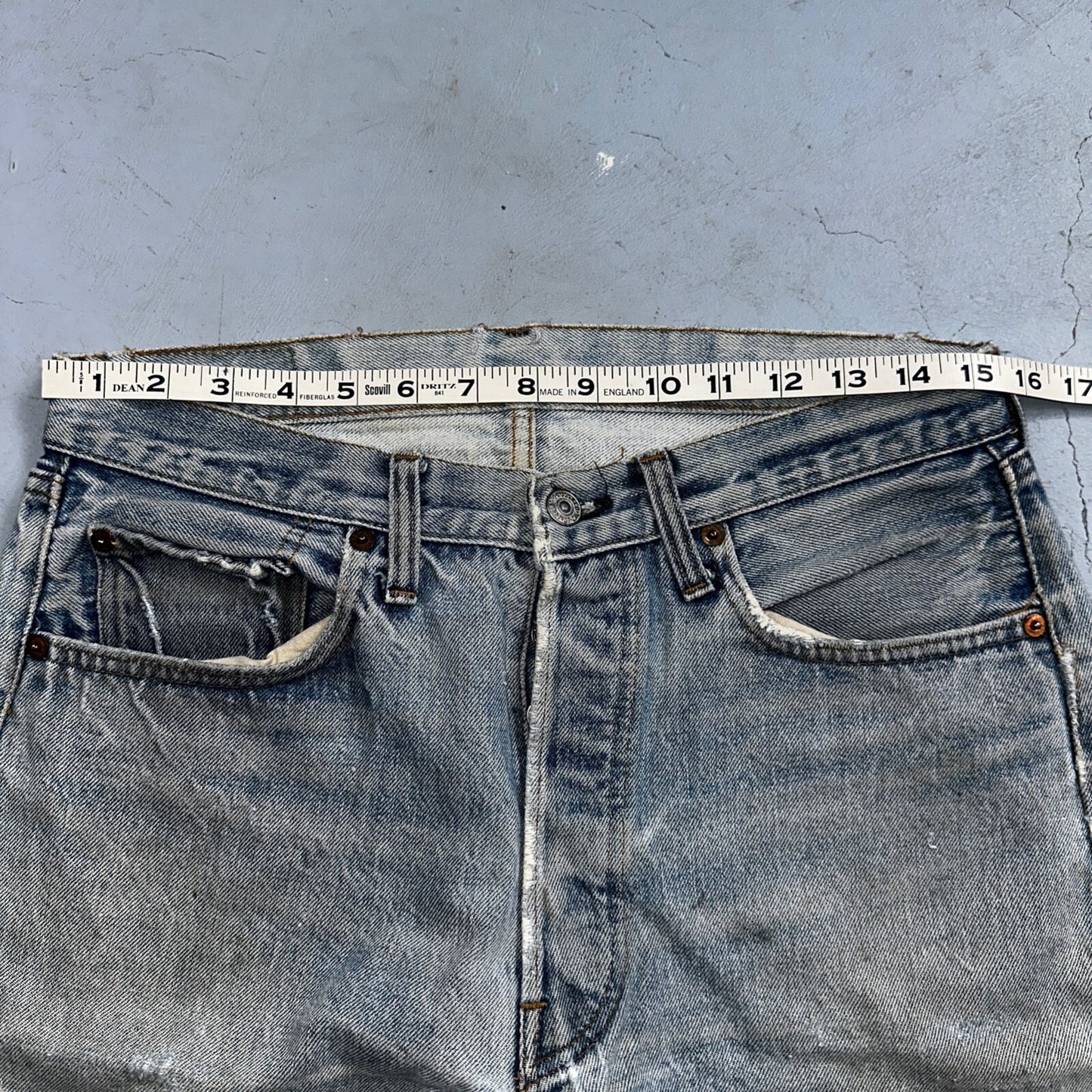 Levis 501 Vintage 80s Redline Selvedge USA XX Jeans Thrashed Light Act 31x29