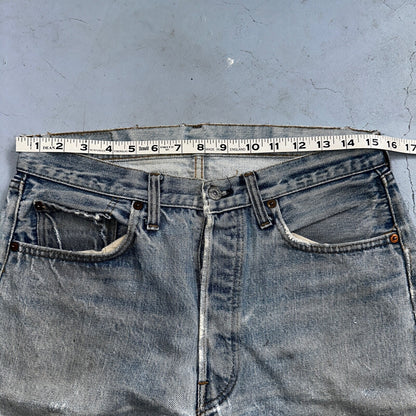 Levis 501 Vintage 80s Redline Selvedge USA XX Jeans Thrashed Light Act 31x29