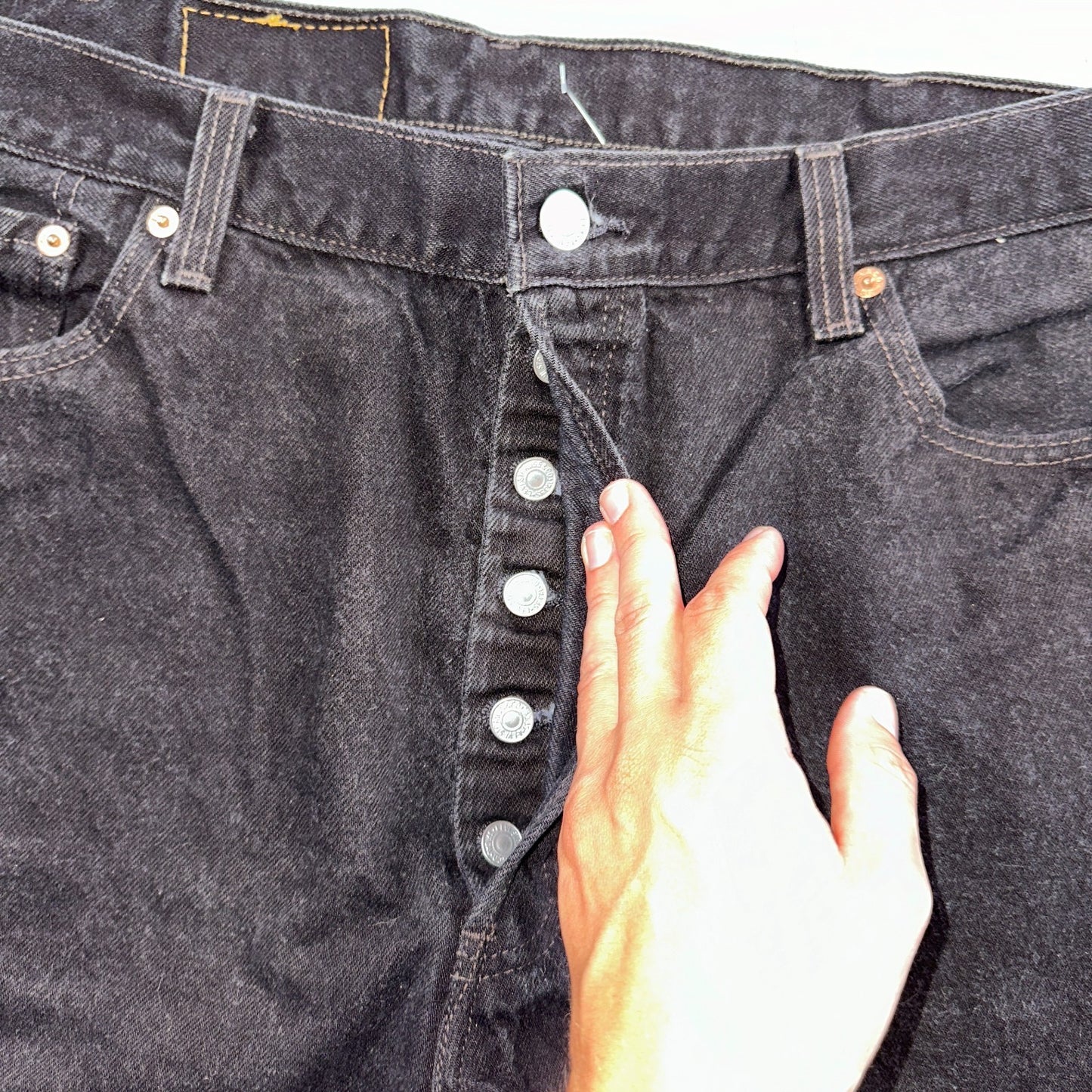 Levis 501 Vintage 90s USA XX Straight Leg Jeans Black Dark Wash 40x34 Act 36x33