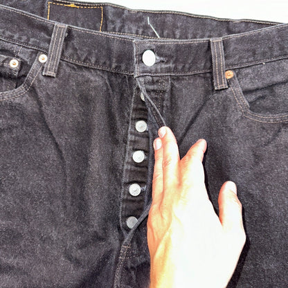 Levis 501 Vintage 90s USA XX Straight Leg Jeans Black Dark Wash 40x34 Act 36x33