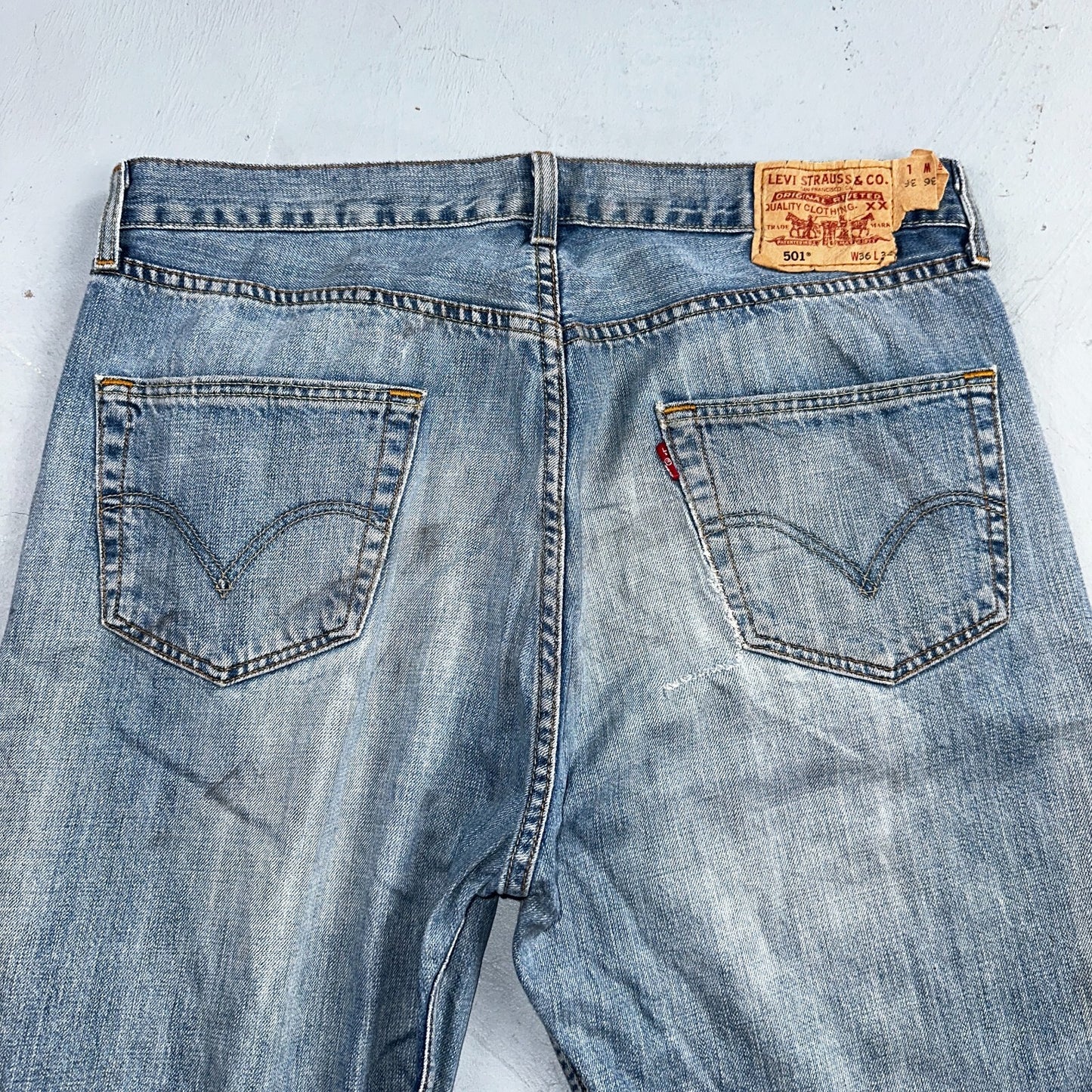 Levis 501 Vintage Y2K XX Straight Leg Jeans Blue Light Wash 36x36 Act 35x34