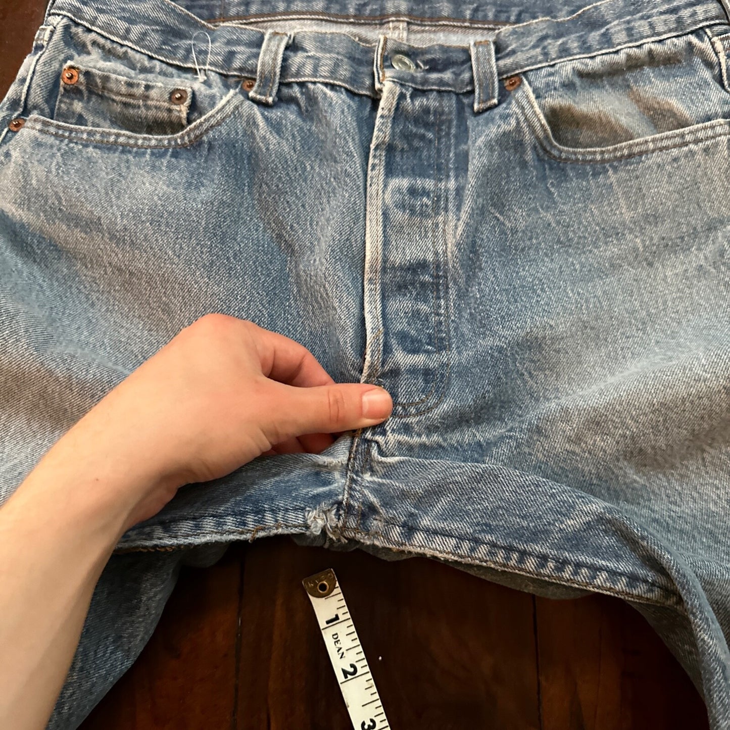 VTG 80s Levis 501 Button Fly 35x32 USA Tag Jeans Straight Wash Blue XX Act 31x31