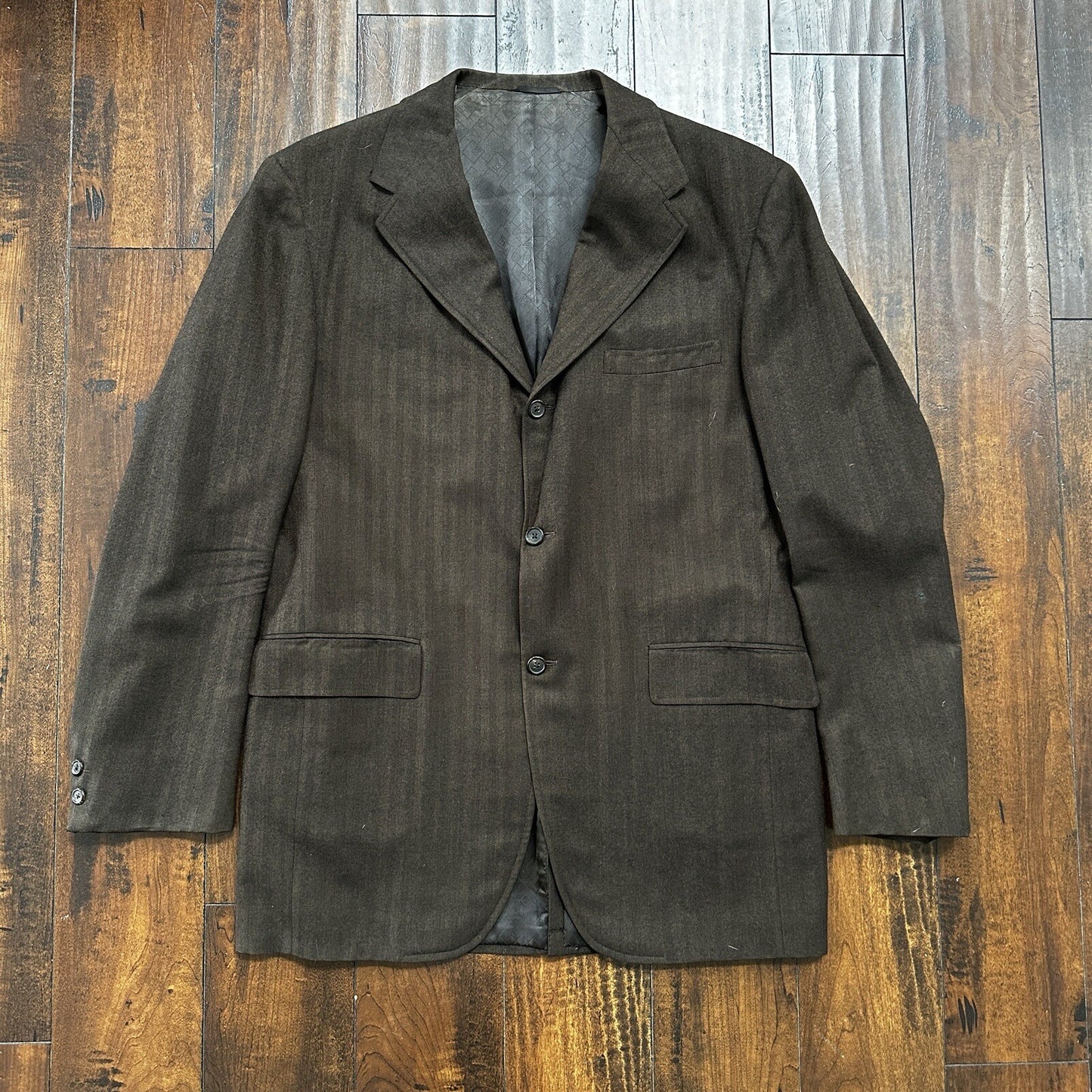 1960s 1970s Brown Striped Sport Jacket VTG Mens Suit 44 33x32 Rockabilly Wool