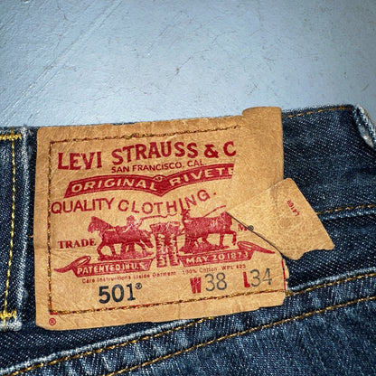 Levis 501 Vintage Y2K XX Straight Leg Jeans Blue Med Wash 38x34 Act 38x33