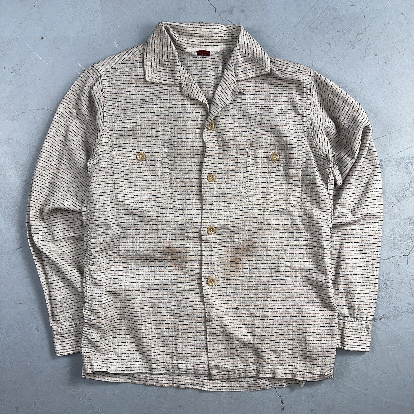 VTG 50s 60s Towncraft Penneys Loop Collar Button Up Shirt Rockabilly Boys 14 Kid