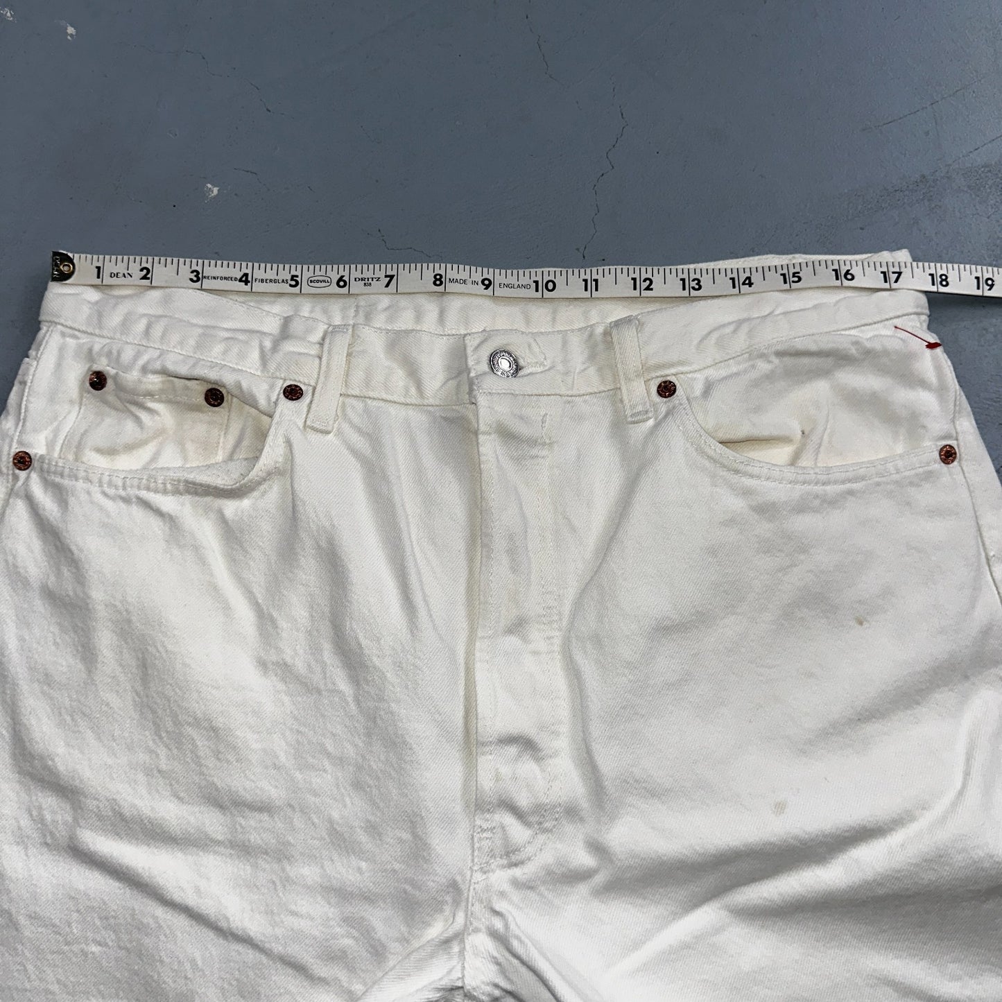 Levis 501 Vintage 80s USA XX Straight Leg Jeans White Light Wash 38x32 Act 35x31